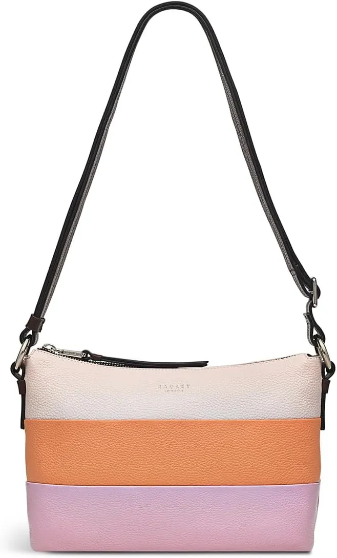 RADLEY London Lyme Terrace Stripe Women's Small Leather Ziptop Crossbody Bag, Clay Pink