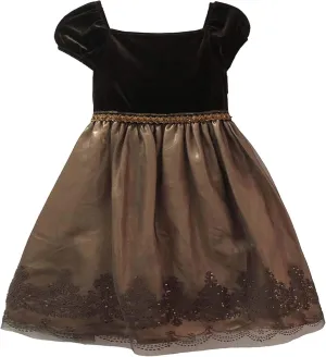 Rare Editions Baby Girls Velvet Sequin Caviar Mesh Overlay Dress