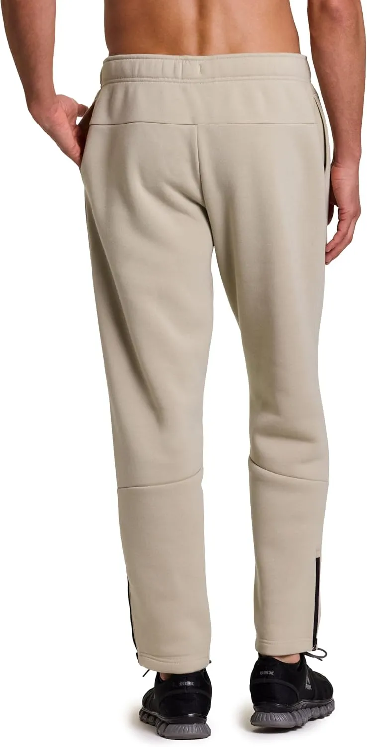 RBX Men's Fleece Sweatpants, Adjustable Leg Opening Fleece Pants Cold Weather Workout Pants with Pockets, Ankle Zippers