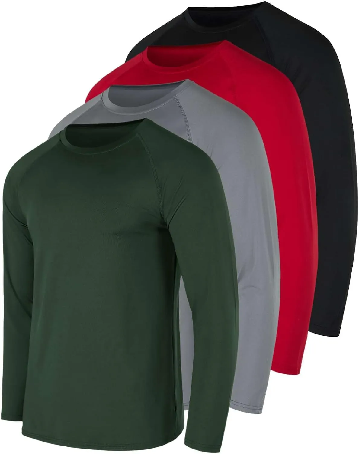 Real Essentials 4 Pack: Men's Compression Long-Sleeve T-Shirt Athletic Cold Weather Baselayer (Available in Big & Tall)