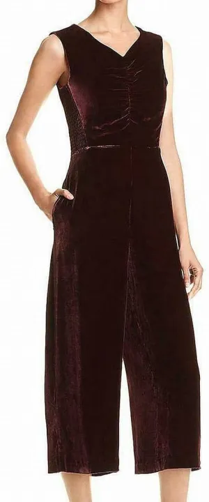 Rebecca Taylor Womens Velvet Jumpsuit, Purple, 0