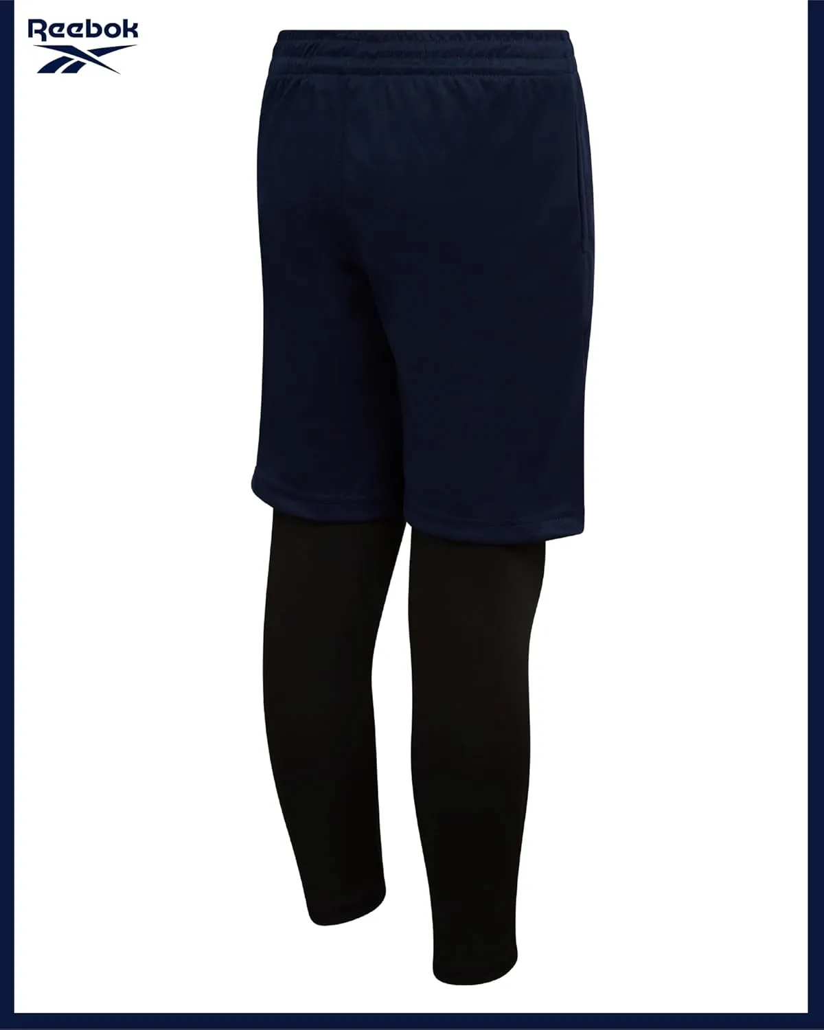 Reebok Boys Basketball Shorts - 2 Pack 2-in-1 Boys Athletic Shorts for Running with Compression Leggings Pockets & Drawstring