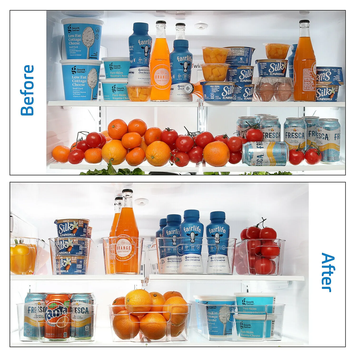 Refrigerator Organizer Storage Bins - Clear Plastic Containers 14pcs