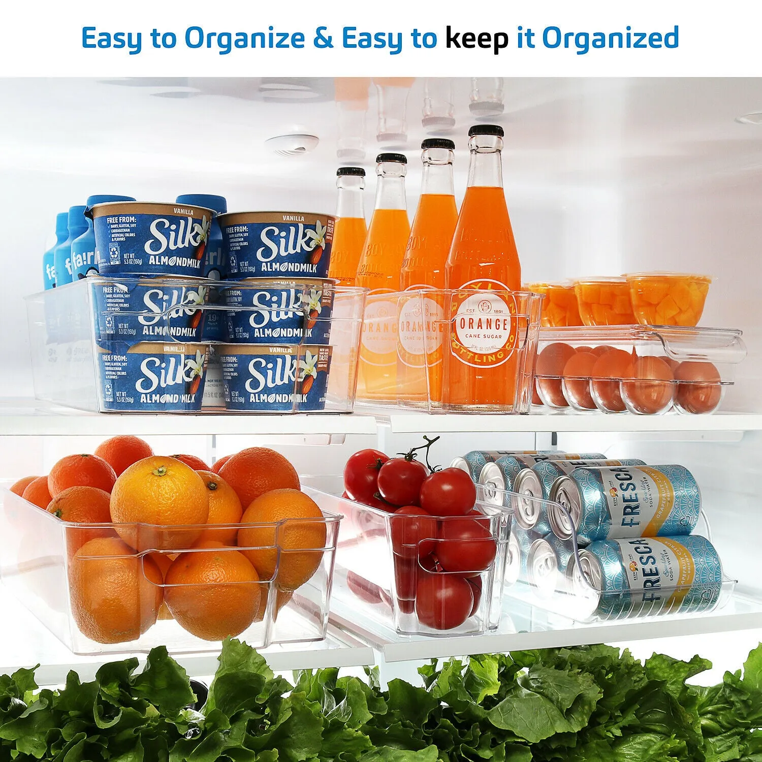 Refrigerator Organizer Storage Bins - Clear Plastic Containers 14pcs