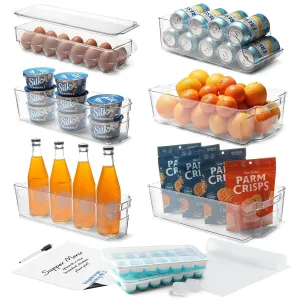 Refrigerator Organizer Storage Bins - Clear Plastic Containers 14pcs