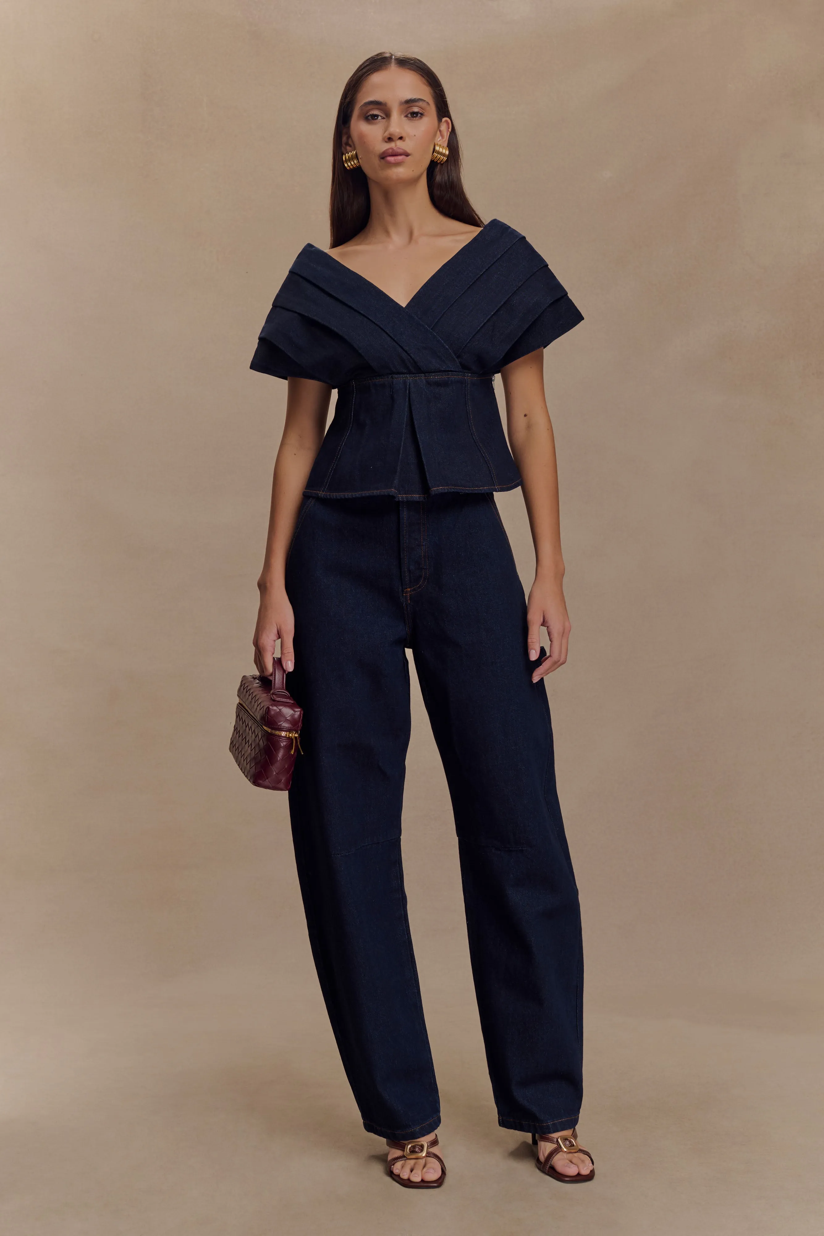Renata Barrel Denim Jeans - Indigo Blue