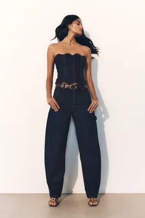 Renata Barrel Denim Jeans - Indigo Blue