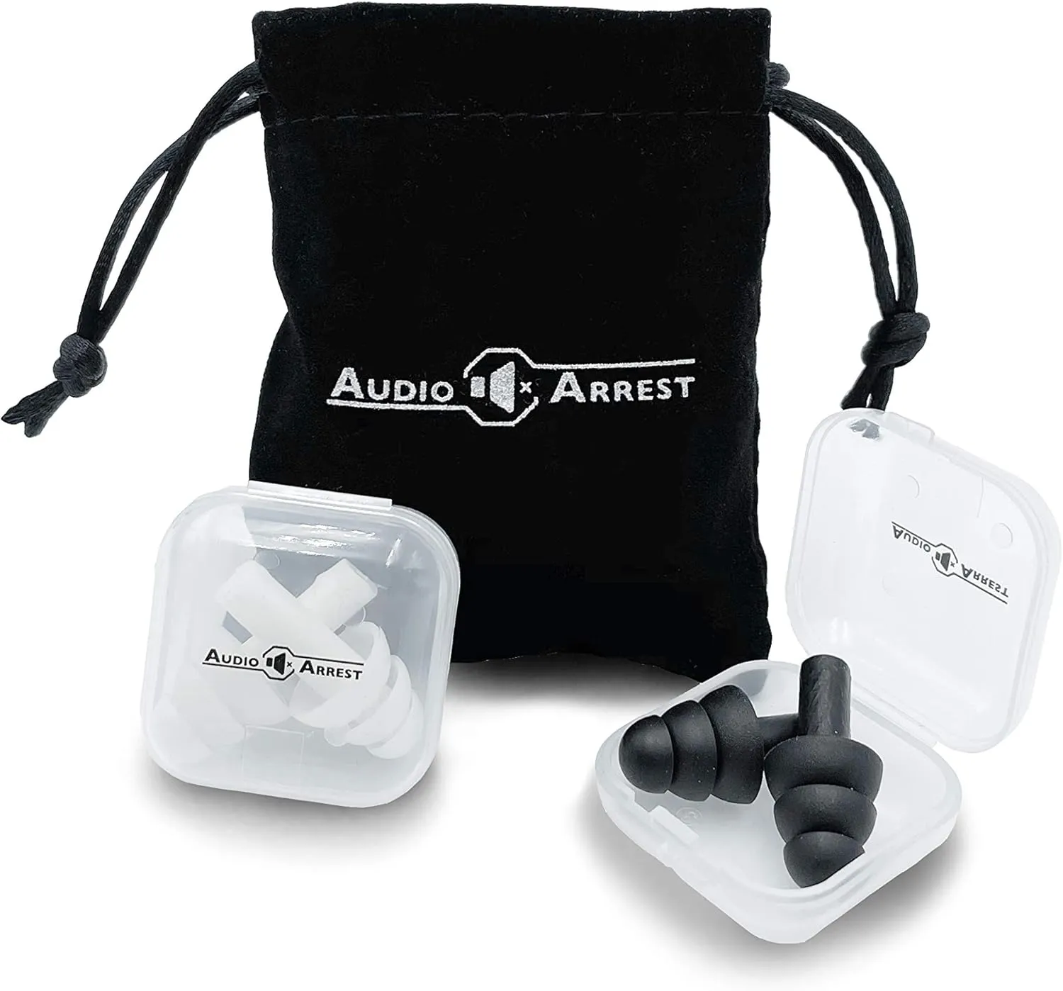 Reusable Silicone Earplugs with Travel Bag - Sleeping, Swimming, Concerts, Shooting, Noise Reduction, Travel, Studying - 2 Pair with Bonus Velvet Travel Bag- Waterproof - Ultra-Comfortable