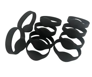 RFID Bracelet 13.56 mhz MIFARE Classic 1K Silicone Wristband (Pack of 10) (Black)