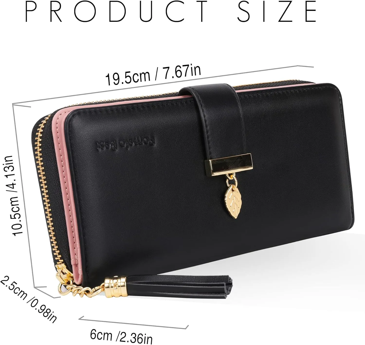 RFID Wallets for Women with Multiple Card Slots and Cellphone Compartment, womens wallet (black)