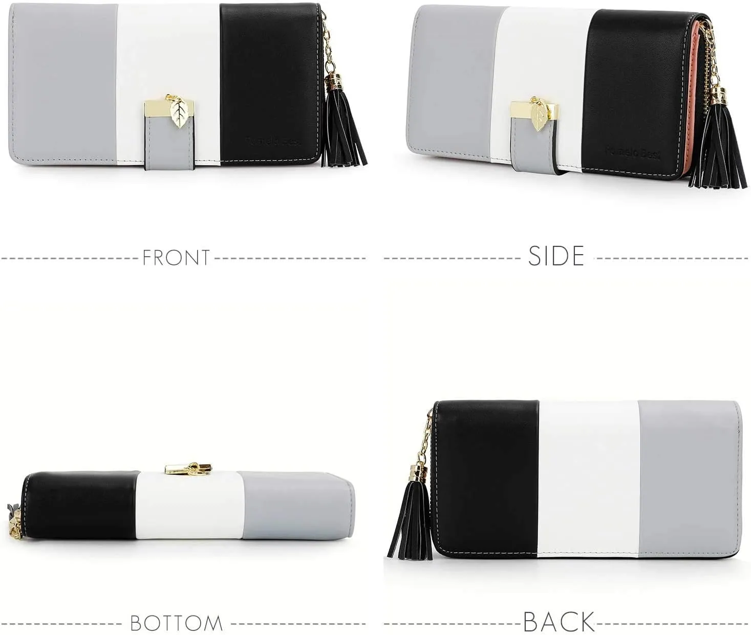 RFID Wallets for Women with Multiple Card Slots and Cellphone Compartment, womens wallet (black/white/grey))