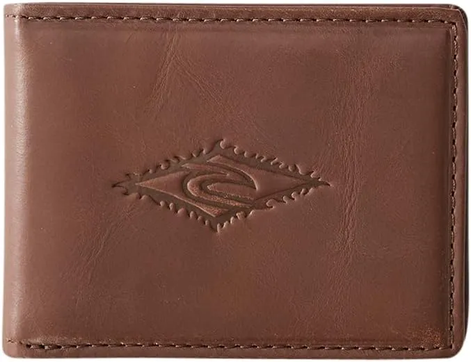 Rip Curl Men's Search Surf Leather Wallet, Multiple Card Slots and ID Window, Brown