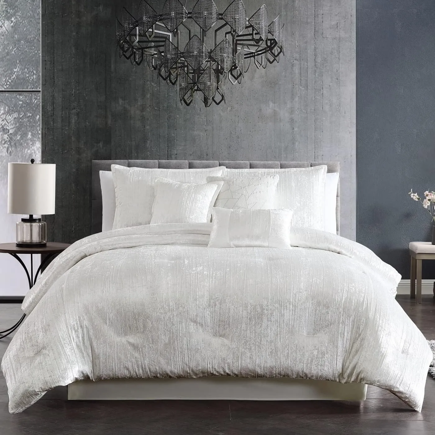 Riverbrook Home Turin Luxury Plush Comforter Set, King, White, 7-Piece Set