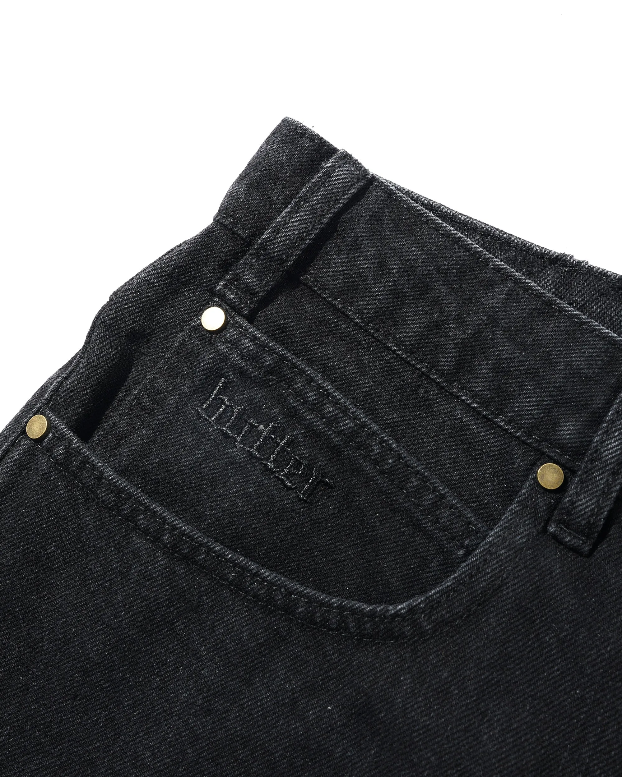 Rivet Denim Jeans, Washed Black