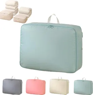 Romancte Ultra Space Saving Self Compression Organizer, Spiritukal Storage Bag Large Capacity, Travel Packing Organizers Storage Tote for Clothes, Comforters, Blankets (Blue,L)