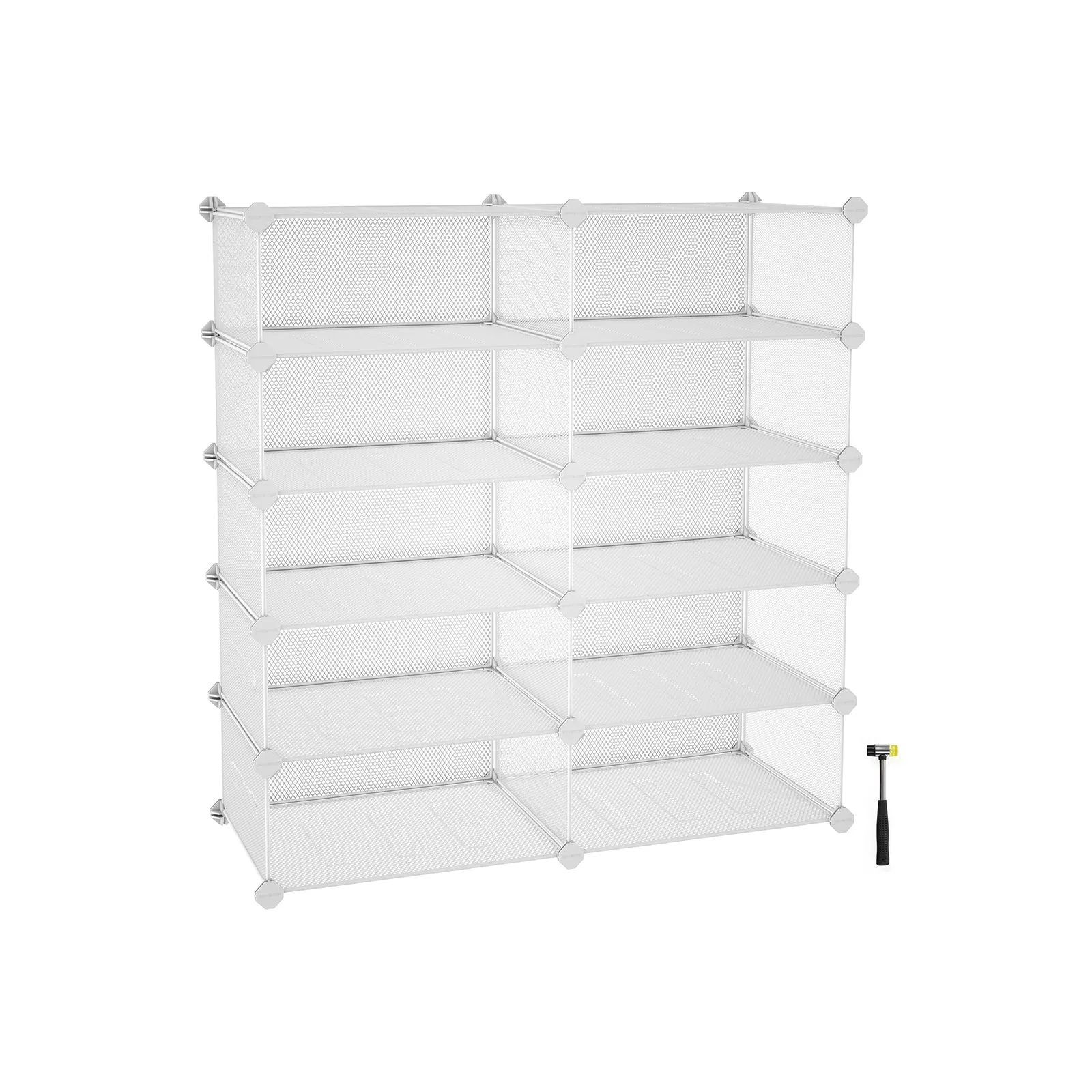 Rootz 12 Cube White Storage Organizer - Metal Grids - Modular Shelving - Powder-coated Iron - ABS Plastic - 89cm x 32.5cm x 90cm