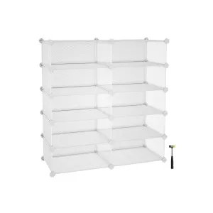 Rootz 12 Cube White Storage Organizer - Metal Grids - Modular Shelving - Powder-coated Iron - ABS Plastic - 89cm x 32.5cm x 90cm