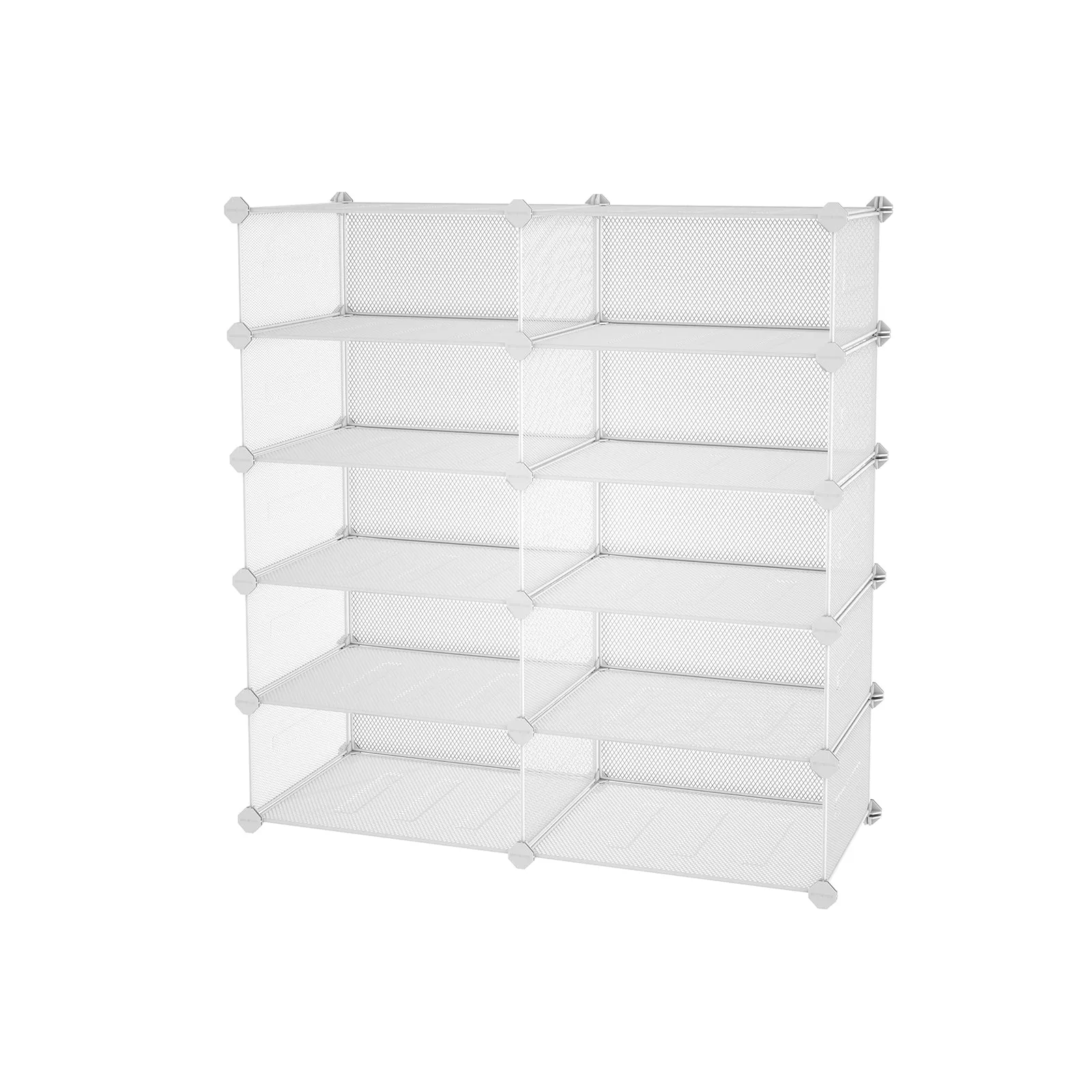 Rootz 12 Cube White Storage Organizer - Metal Grids - Modular Shelving - Powder-coated Iron - ABS Plastic - 89cm x 32.5cm x 90cm