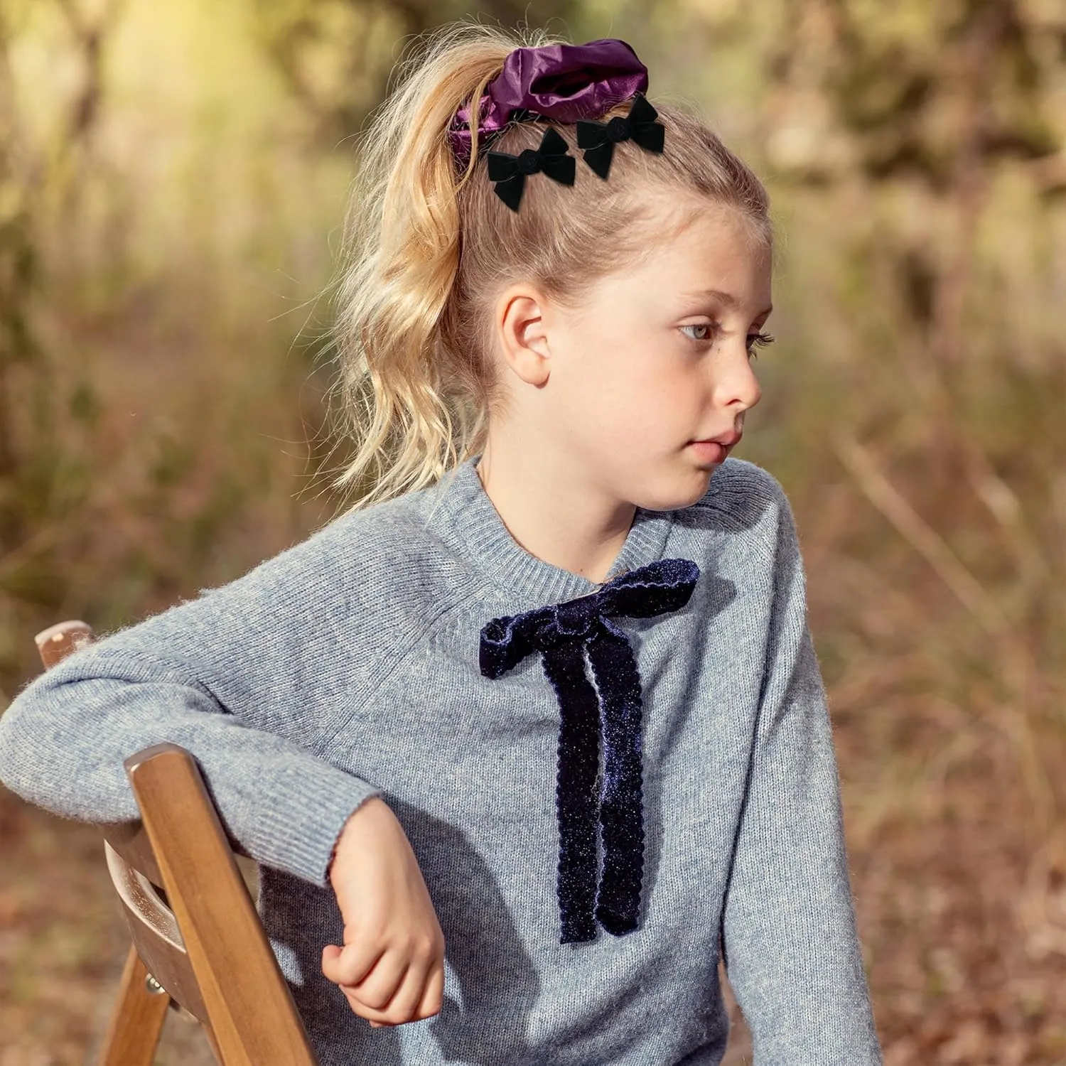 Rosette Velvet Double Clip Set - Black | Elegant Velvet Hair Clips with Hand-Crafted Rosette Accents | Secure Alligator Clips for Timeless Style | Perfect for Special Occasions & Everyday Wear