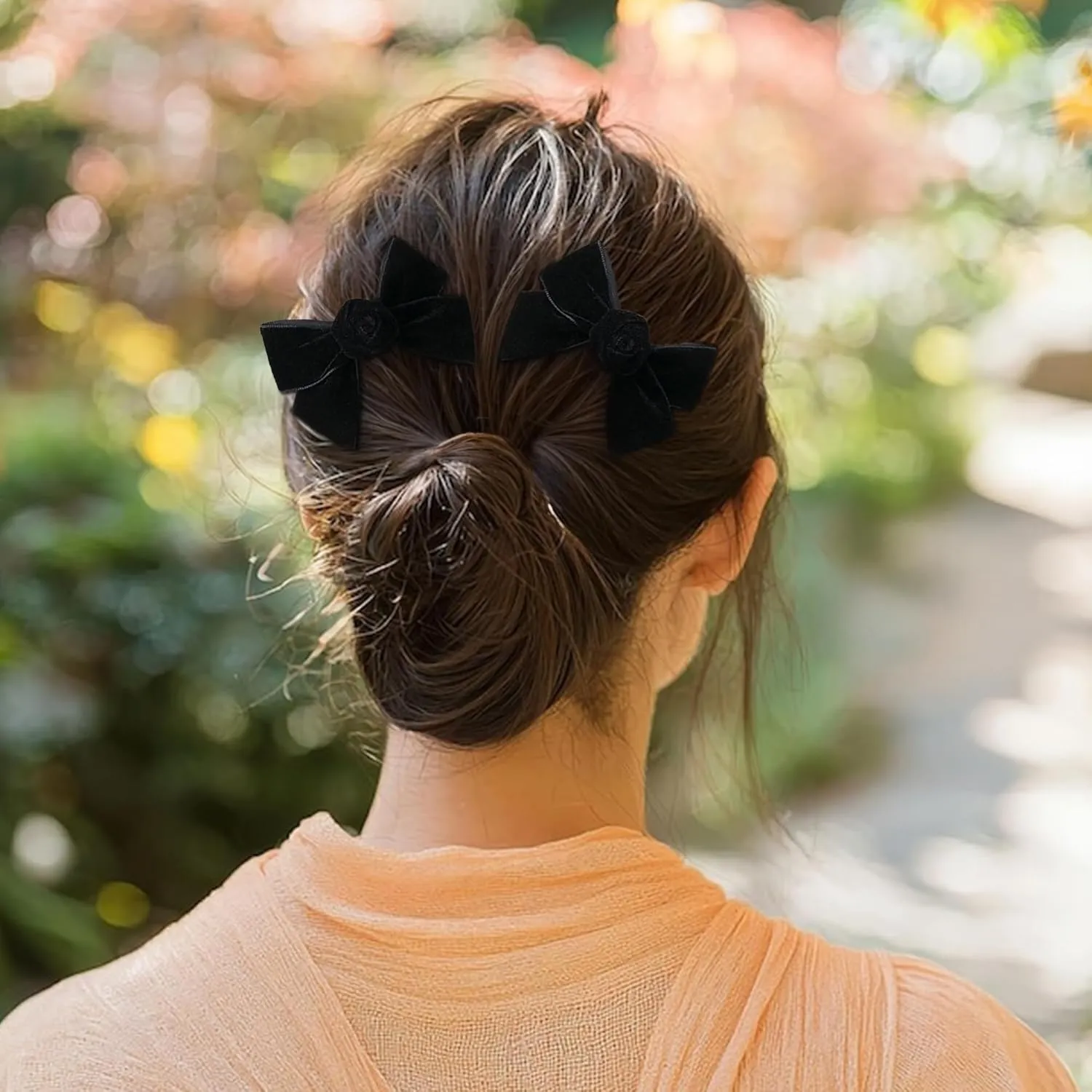 Rosette Velvet Double Clip Set - Black | Elegant Velvet Hair Clips with Hand-Crafted Rosette Accents | Secure Alligator Clips for Timeless Style | Perfect for Special Occasions & Everyday Wear