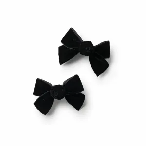 Rosette Velvet Double Clip Set - Black | Elegant Velvet Hair Clips with Hand-Crafted Rosette Accents | Secure Alligator Clips for Timeless Style | Perfect for Special Occasions & Everyday Wear