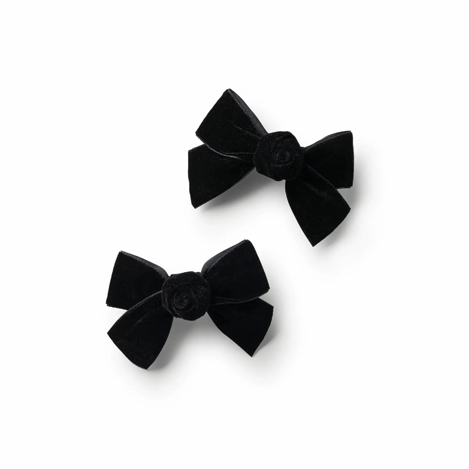 Rosette Velvet Double Clip Set - Black | Elegant Velvet Hair Clips with Hand-Crafted Rosette Accents | Secure Alligator Clips for Timeless Style | Perfect for Special Occasions & Everyday Wear
