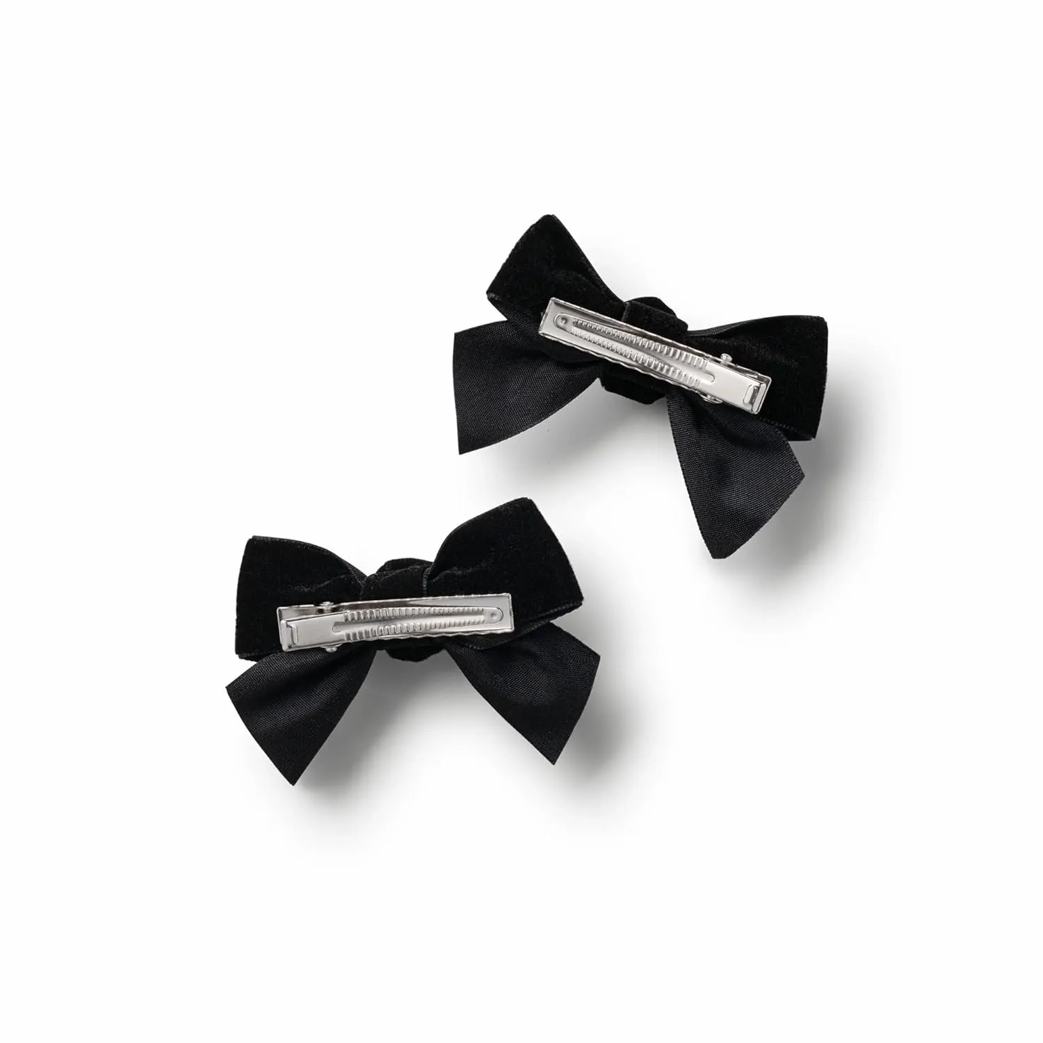 Rosette Velvet Double Clip Set - Black | Elegant Velvet Hair Clips with Hand-Crafted Rosette Accents | Secure Alligator Clips for Timeless Style | Perfect for Special Occasions & Everyday Wear