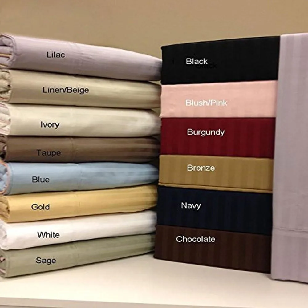 Royal Hotel Bedding 8pc Queen Size Bed-in-a-Bag Striped Tan 600-Thread-Count Siberian Goose Down Alternative Comforter 100 Percent Cotton - Includes Sheets and Duvet Cover Sets