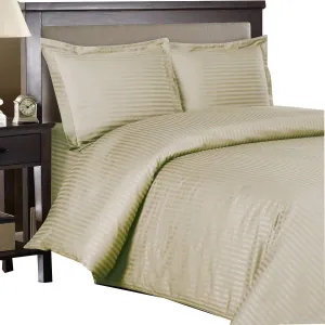 Royal Hotel Bedding 8pc Queen Size Bed-in-a-Bag Striped Tan 600-Thread-Count Siberian Goose Down Alternative Comforter 100 Percent Cotton - Includes Sheets and Duvet Cover Sets