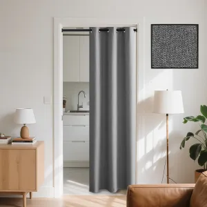 RYB HOME 100% Blackout Doorway Curtain for Bedroom, Grommets Linen Door Curtain Privacy Thermal Insulated, Temporary Door for Closet Kitchen Storage Room, Grey, W42 x L80, 1 Panel