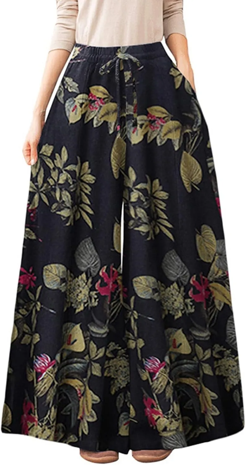 s Pants for Women Pants for Women Waist Straight Leg Pants Draw Rope lace-up Casual Cotton Wide Linen Pants Set Women