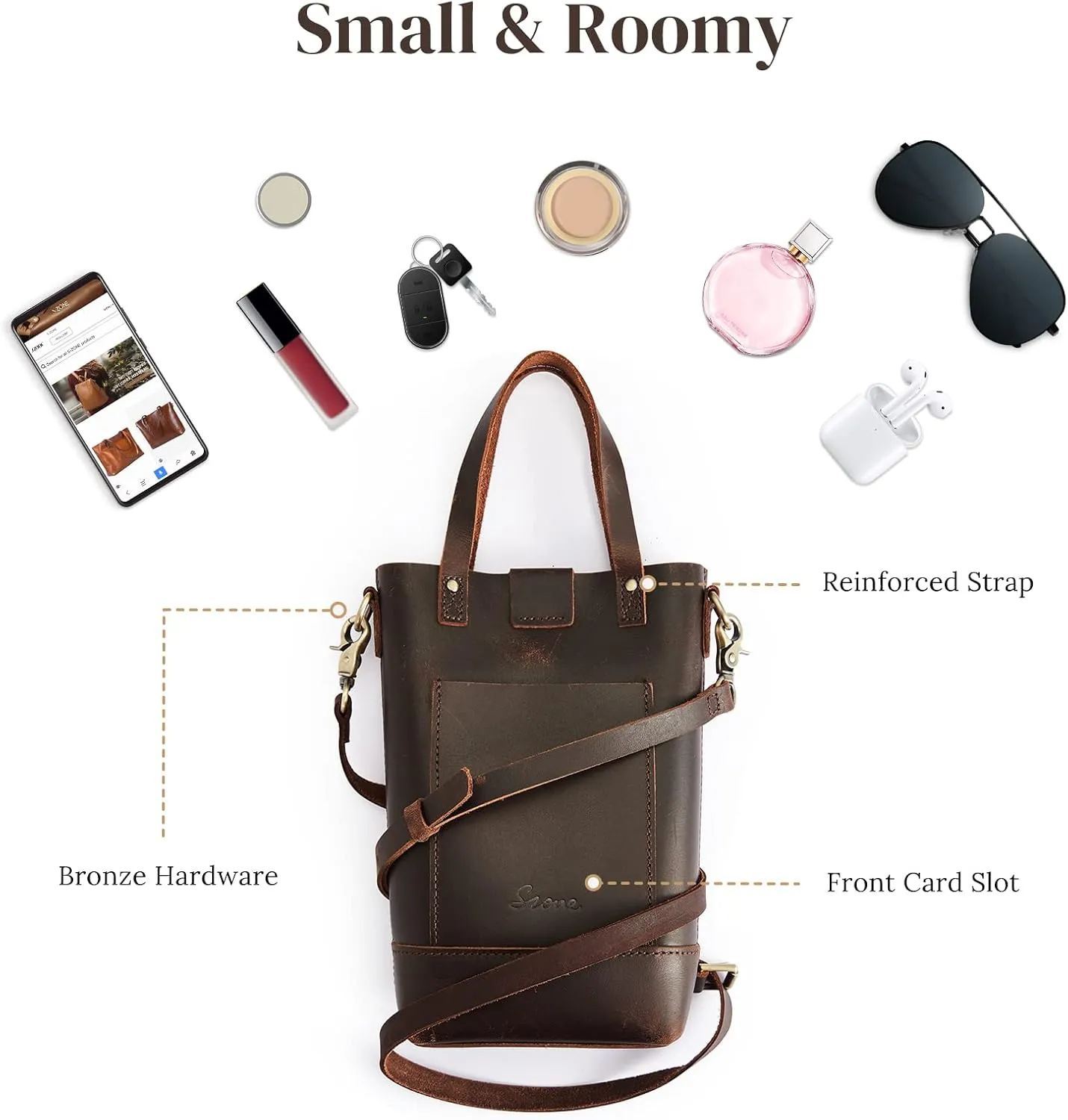 S-ZONE Small Crossbody Bags for Women Real Leather Cross Body Handbags Cell Phone Purses