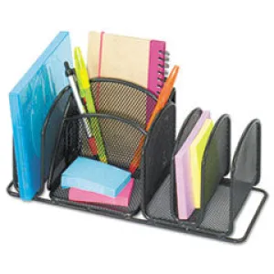 Safco® Deluxe Organizer, 6 Compartments, Steel, 12.5 x 5.25 x 5.25, Black