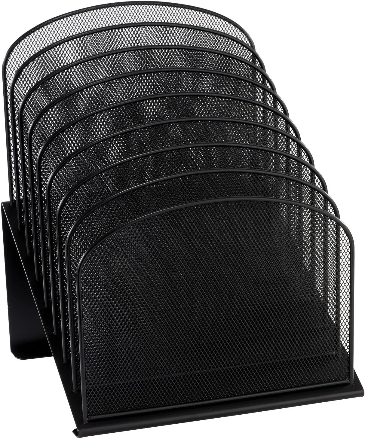 Safco Onyx Desk Organizer, 8 Tiered Vertical Compartments, Office and Classroom Mailbox , Paper and Mail Sorter, Steel Mesh, Black