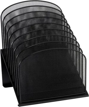 Safco Onyx Desk Organizer, 8 Tiered Vertical Compartments, Office and Classroom Mailbox , Paper and Mail Sorter, Steel Mesh, Black