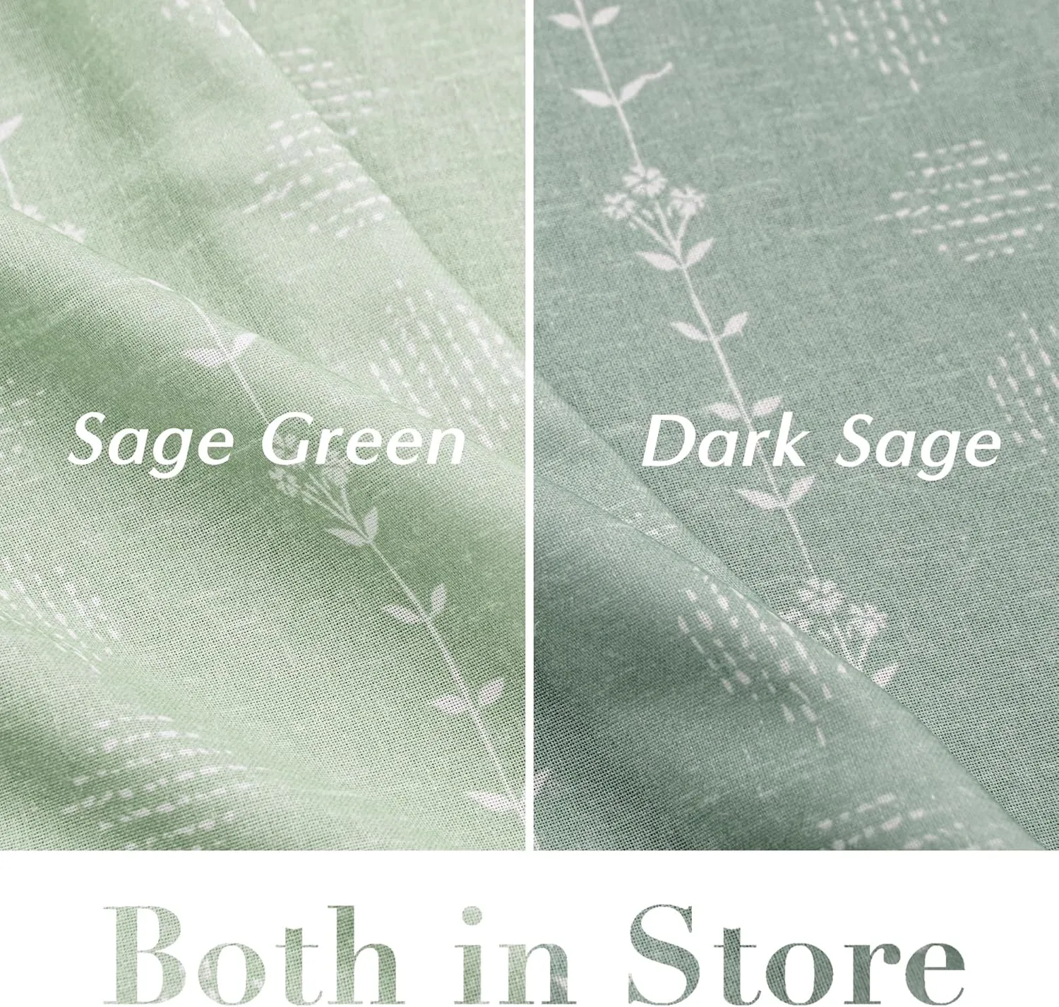 Sage Green Curtains for Bedroom 84 Inches Long Sheer Linen Boho Floral Vintage Patterned Window Curtains 2 Panel Sets Living Room,Light Green
