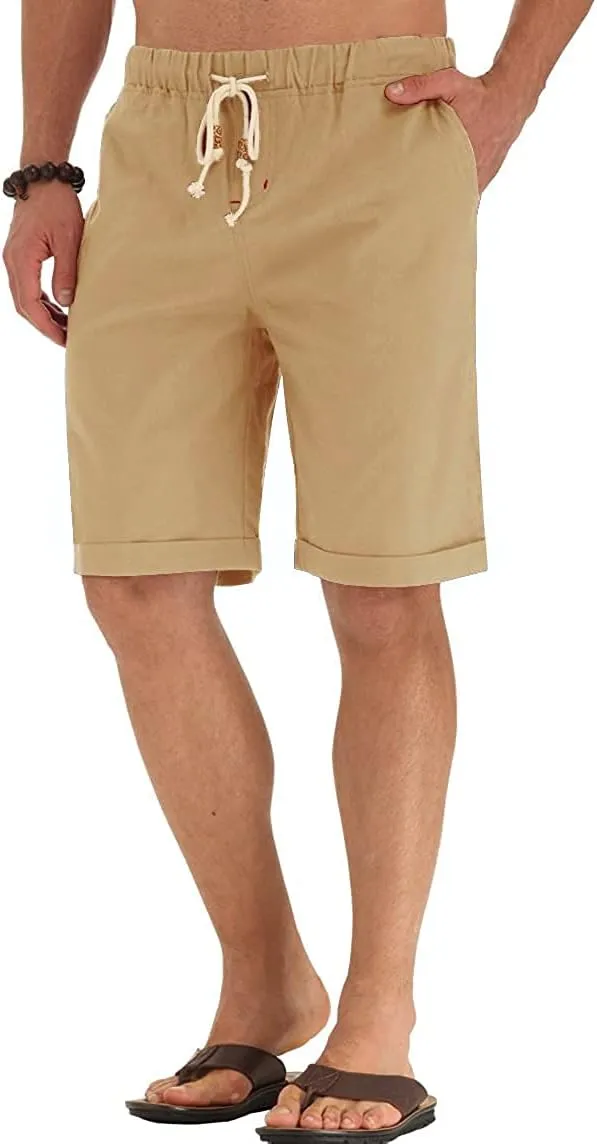 Sailwind Men’s Linen Shorts Casual Drawstring Summer Beach Shorts