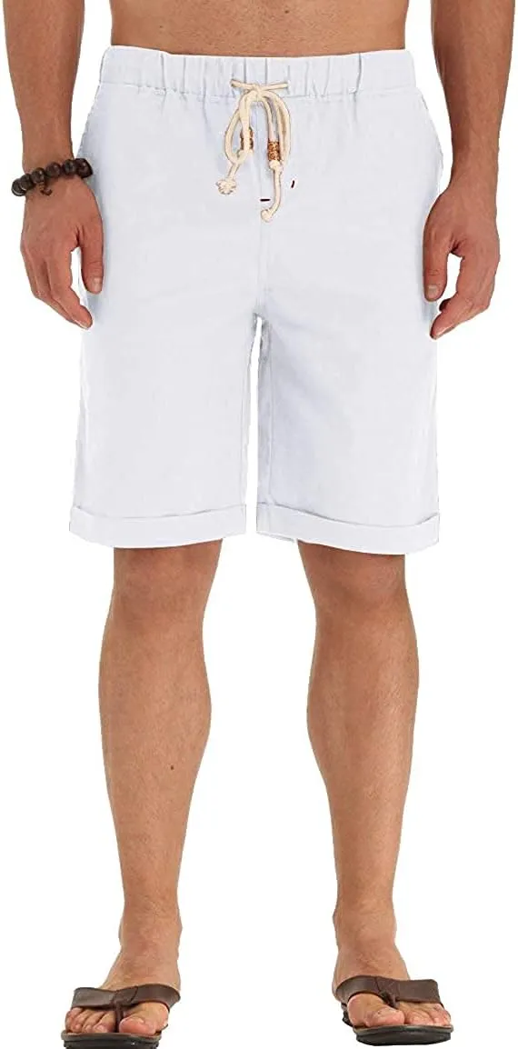 Sailwind Men’s Linen Shorts Casual Drawstring Summer Beach Shorts