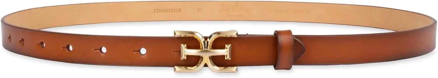 Sam Edelman Women's Double-e Plaque Logo Buckle Skinny Fashion Trouser Belt