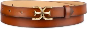 Sam Edelman Women's Double-e Plaque Logo Buckle Skinny Fashion Trouser Belt