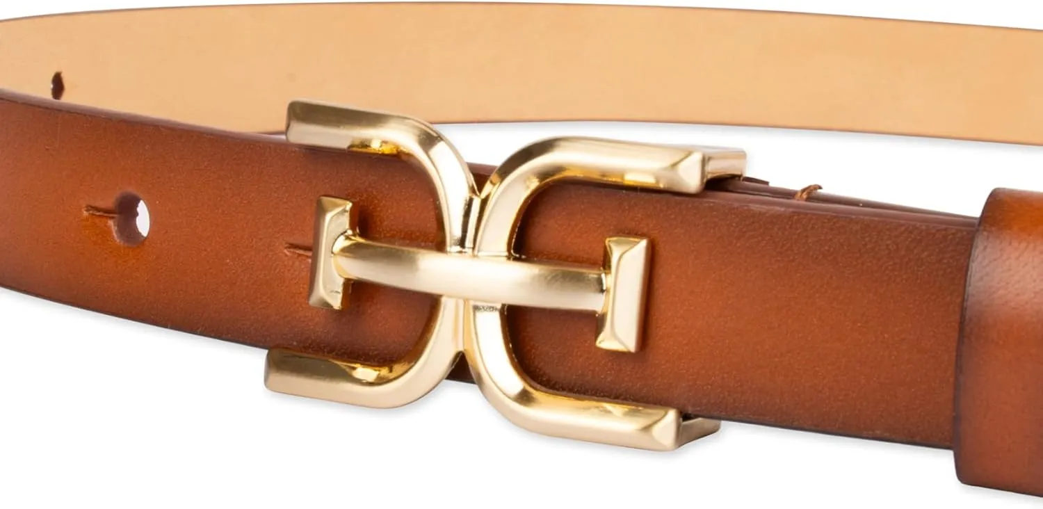 Sam Edelman Women's Double-e Plaque Logo Buckle Skinny Fashion Trouser Belt