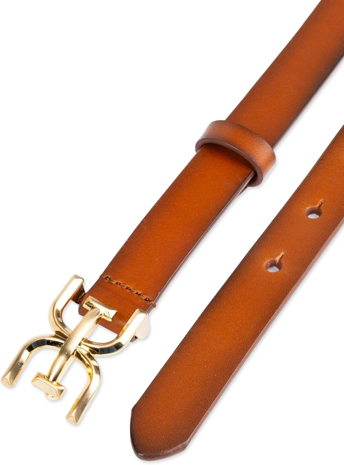 Sam Edelman Women's Double-e Plaque Logo Buckle Skinny Fashion Trouser Belt