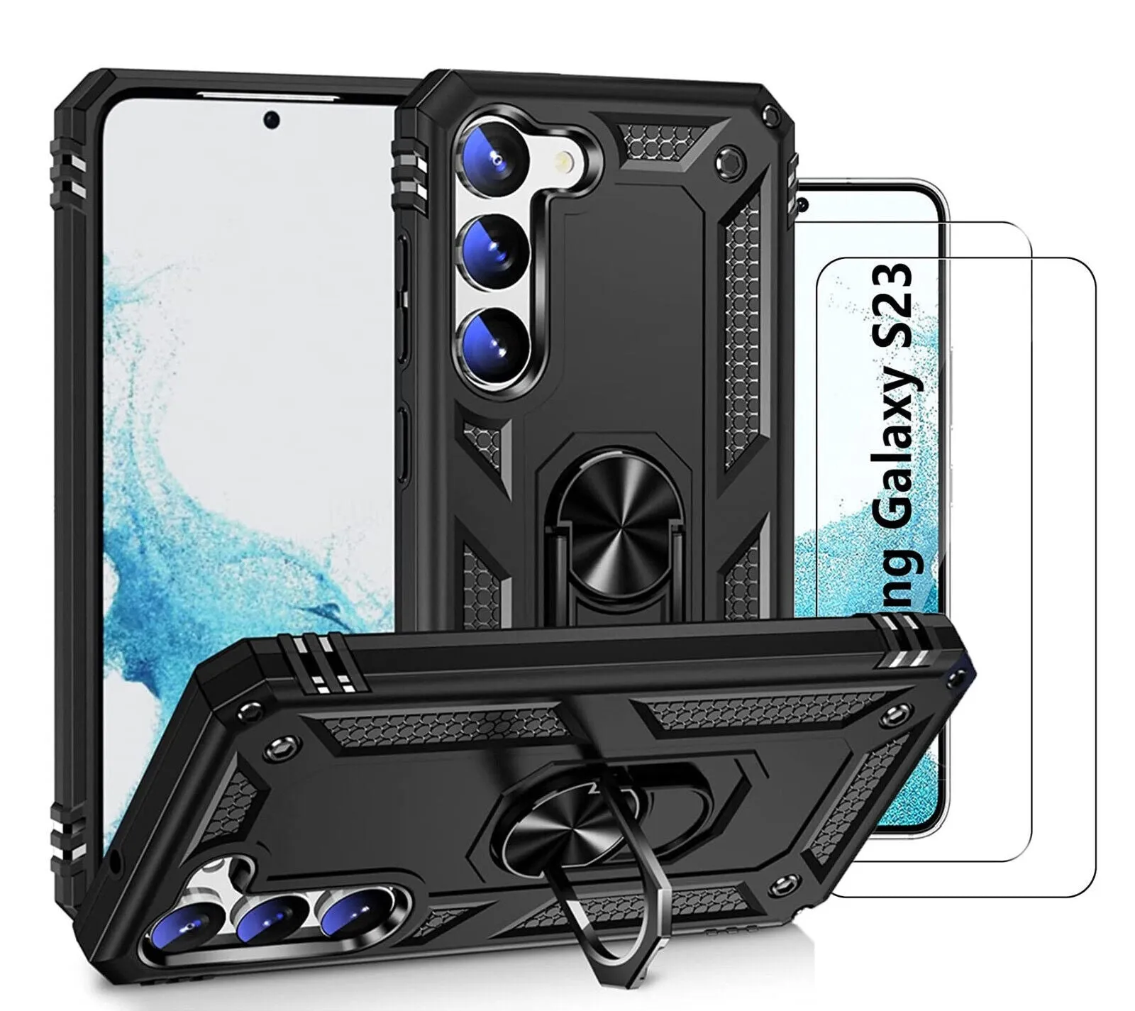 Samsung Galaxy S23  Plus Case,Kickstand Phone Cover & Glass Screen Protector