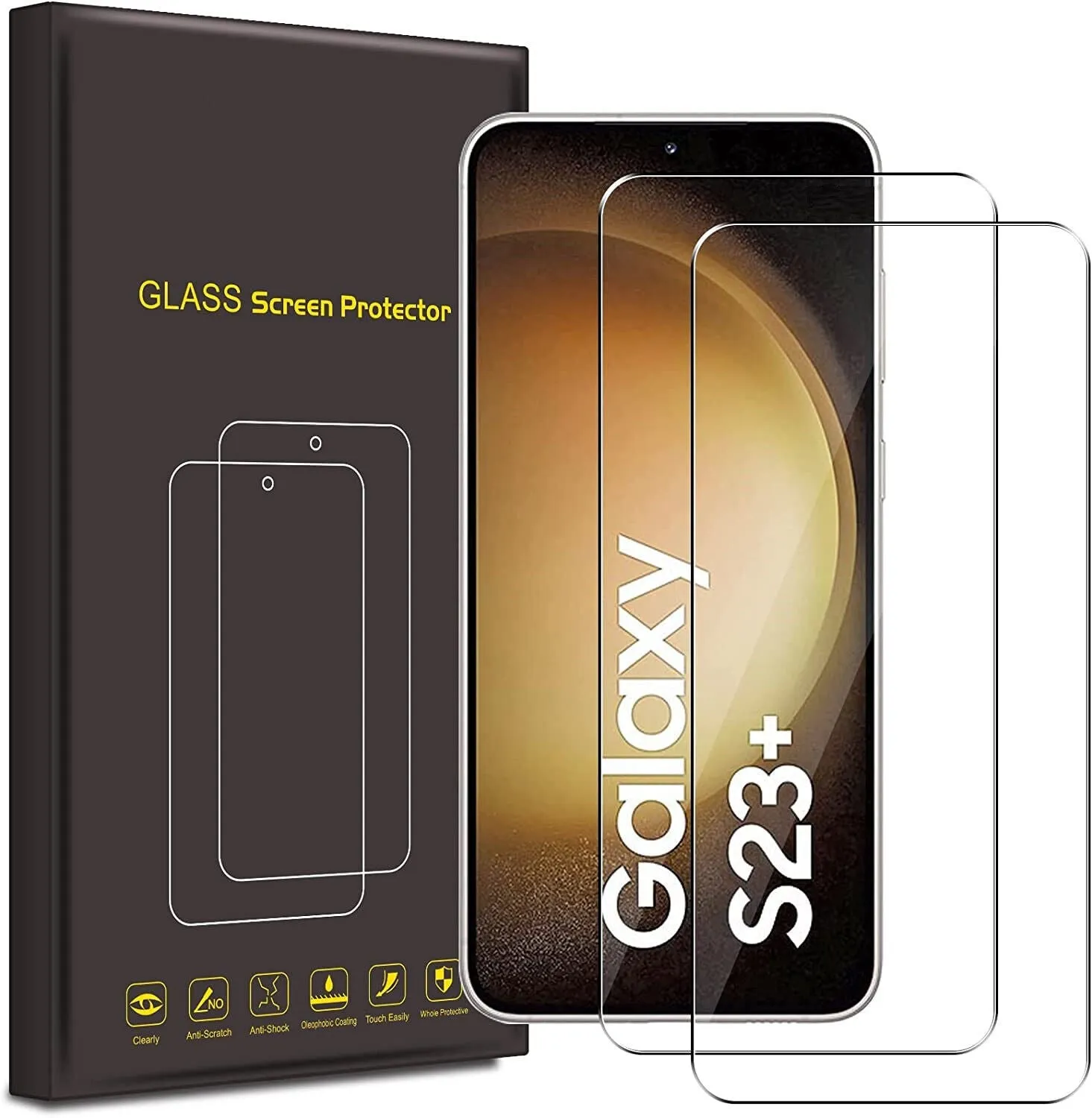Samsung Galaxy S23  Plus Case,Kickstand Phone Cover & Glass Screen Protector