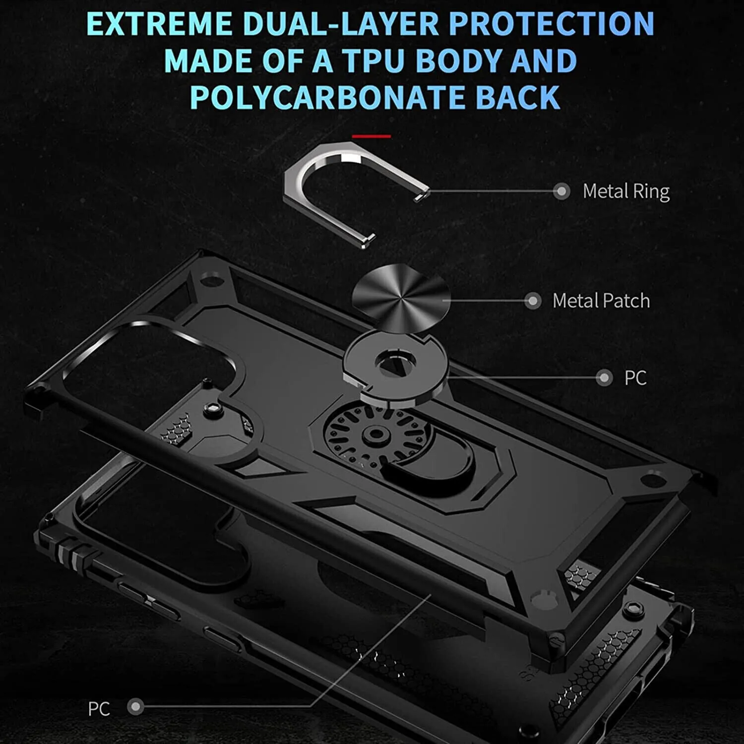 Samsung Galaxy S23 Ultra Case, Kickstand Phone Cover & Screen Protector Ring
