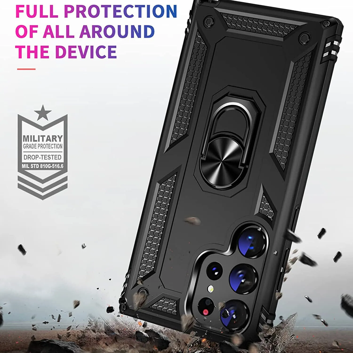 Samsung Galaxy S23 Ultra Case, Kickstand Phone Cover & Screen Protector Ring