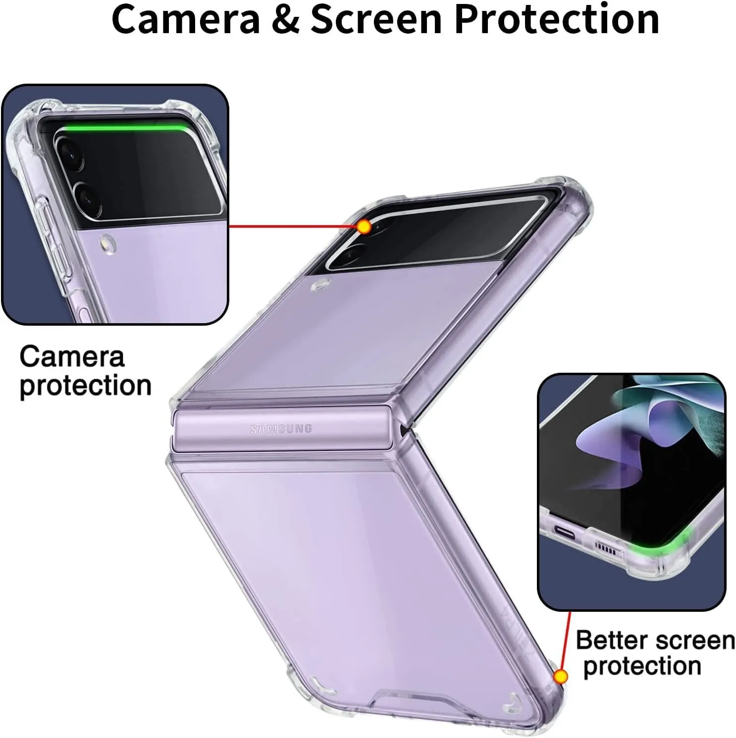 Samsung Galaxy Z Flip 4 Case Clear Silicone Slim Shockproof Gel Hard Cover