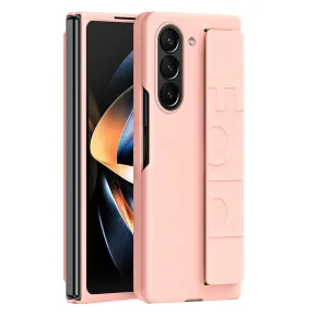 Samsung Galaxy Z Fold6 Silicon Case Silky Smooth Matte Finish Shockproof Protective Case with Wristband - Pink