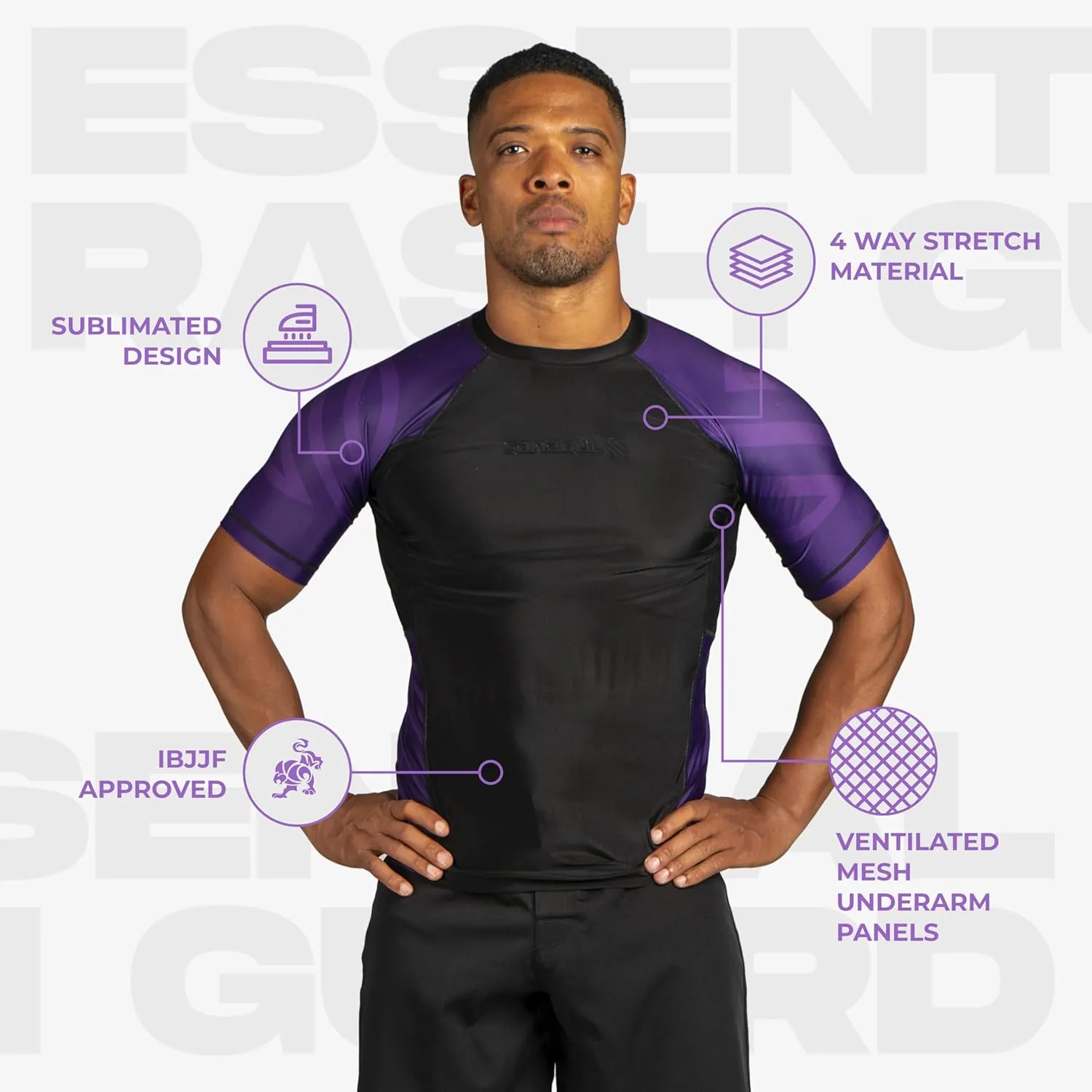 Sanabul Essential Short Sleeve Rash Guard MMA BJJ Wrestling Grappling Jiu Jitsu