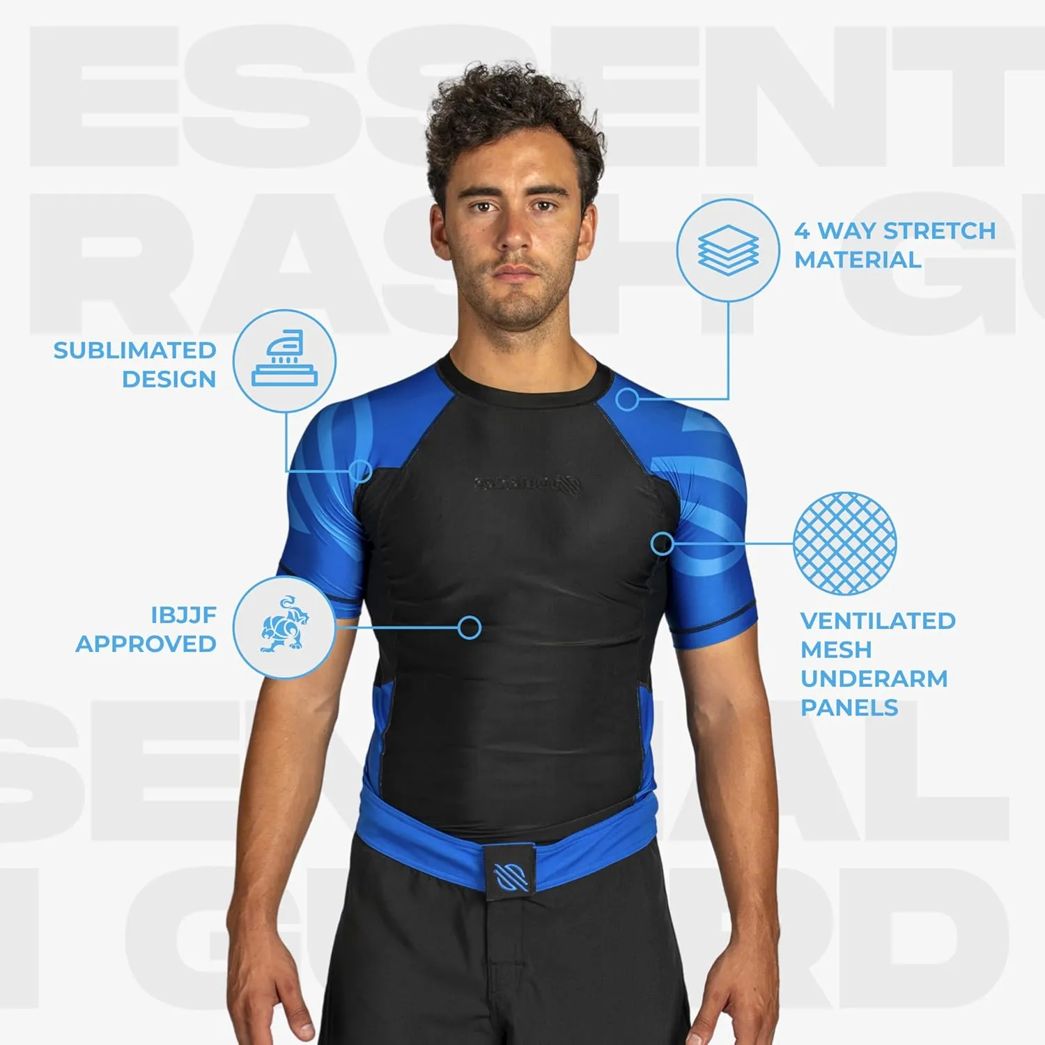 Sanabul Essential Short Sleeve Rash Guard MMA BJJ Wrestling Grappling Jiu Jitsu